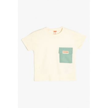 Tricou de bumbac cu buzunar aplicat