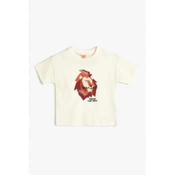 Tricou de bumbac cu imprimeu Lion