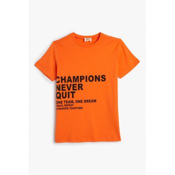 Tricou de bumbac cu imprimeu text