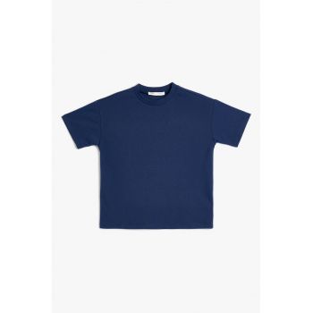 Tricou din amestec de bumbac cu decolteu la baza gatului