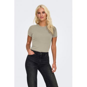 Tricou din amestec de bumbac organic cu decolteu la baza gatului