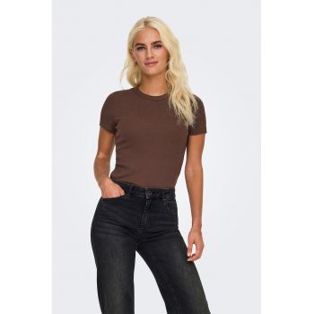 Tricou din amestec de bumbac organic cu decolteu la baza gatului