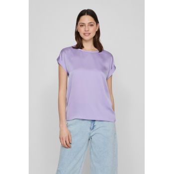 Tricou uni cu aspect satinat