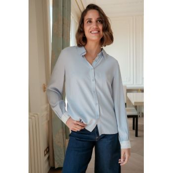 Camasa albastra premium cu detalii brodate - ASD93129 16918