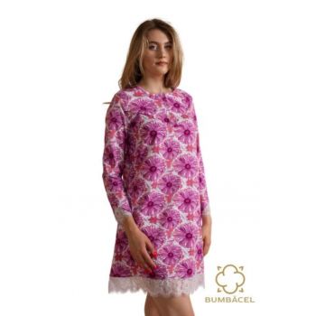 Camasa de noapte cu maneca lunga si imprimeu floral