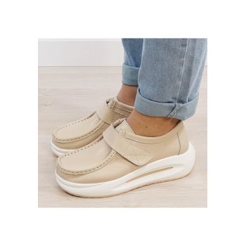 Mocasini bej din piele naturala WKS01 M7 16715 ieftina la reducere