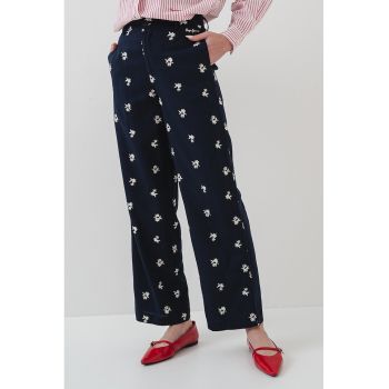 Pantaloni din amestec de in cu broderie Genoveva
