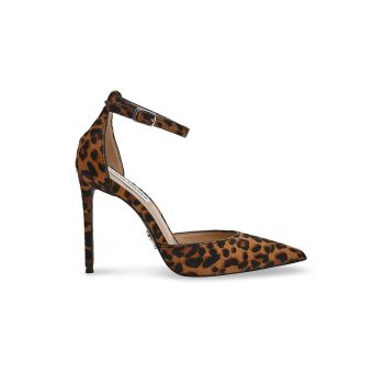Pantofi din piele intoarsa cu toc stiletto si model animal print