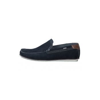 Pantofi loafer din piele intoarsa cu cusaturi contrastante