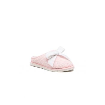 Papuci de casa pentru fete - Cu fundita -  Textil - Roz