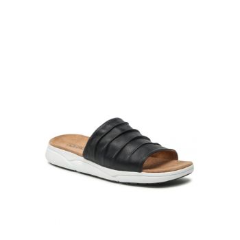 Papuci flip-flop pentru dama -  Piele naturala - Negru