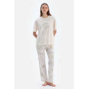 Pijama lejera din amestec de modal cu imprimeu grafic