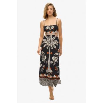 Rochie fara maneci cu model si decupaje