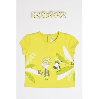 Set de bentita si tricou cu imprimeu - 2 piese