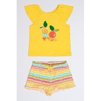 Set de pantaloni scurti si tricou cu imprimeu - 2 piese