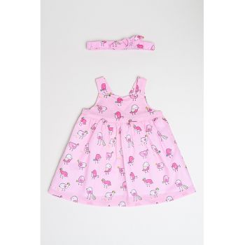Set de rochie cu model si bentita - 2 piese