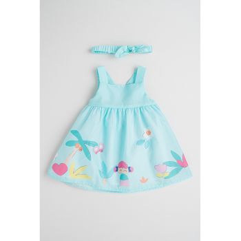Set de rochie cu model si bentita - 2 piese