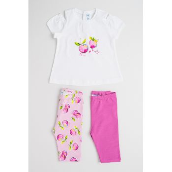 Set de tricou cu imprimeu si colanti - 3 piese