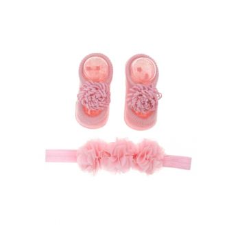 Set Pentru Fetite Ciorapi si Bentita Roz Morning