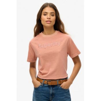 Tricou cu decolteu la baza gatului si broderie logo