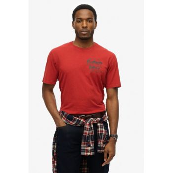Tricou cu decolteu la baza gatului si imprimeu pe partea din spate