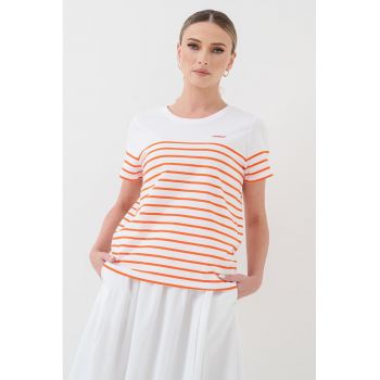 Tricou cu decolteu rotund si dungi Amia