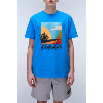 Tricou cu imprimeu grafic - logo si decolteu la baza gatului