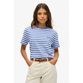 Tricou cu model in dungi si broderie logo discreta
