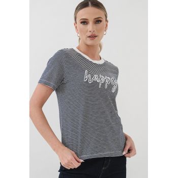 Tricou cu model in dungi si perle