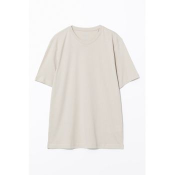 Tricou de bumbac cu decolteu la baza gatului