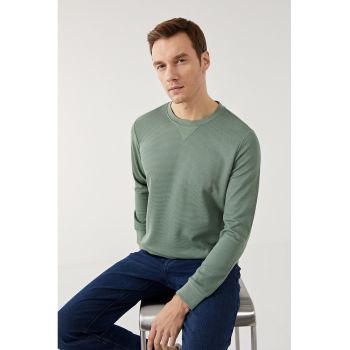 Bluza de trening cu decolteu la baza gatului si aspect texturat