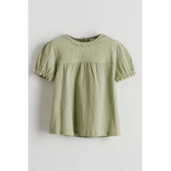 Bluza din amestec de bumbac cu maneci scurte