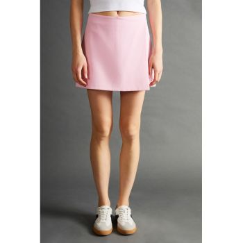 Fusta-pantalon cu talie medie si model uni