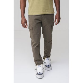 Pantaloni cargo din amestec de bumbac cu buzunare laterale