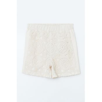 Pantaloni scurti din bumbac cu talie medie