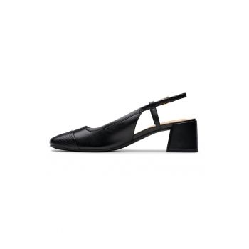 Pantofi slingback din piele cu toc masiv