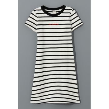 Rochie din amestec de bumbac cu dungi