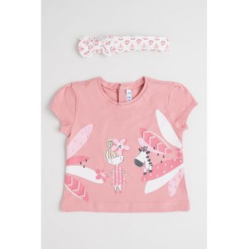 Set de bentita si tricou cu imprimeu - 2 piese