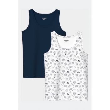 Set de maiouri din bumbac cu imprimeu - 2 piese