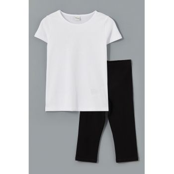 Set de tricou cu text si pantaloni - 2 piese
