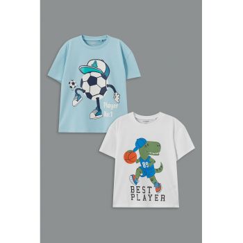 Set de tricouri cu imprimeu grafic - 2 piese