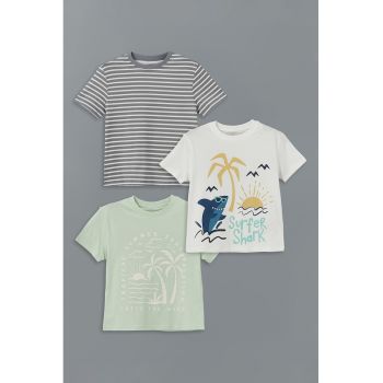 Set de tricouri de bumbac cu model - 3 piese