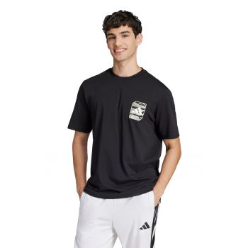 Tricou cu decolteu la baza gatului si logo aplicat