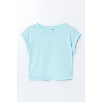 Tricou cu decolteu rotund si maneci rulate