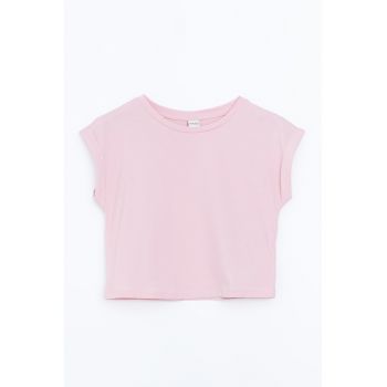 Tricou cu decolteu rotund si maneci rulate