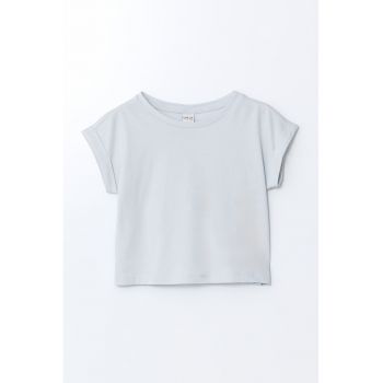 Tricou cu decolteu rotund si maneci rulate