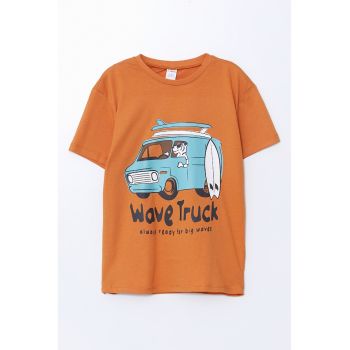 Tricou cu imprimeu si maneci cazute