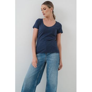 Tricou de bumbac cu decolteu rotund