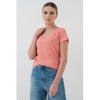 Tricou de bumbac cu decolteu rotund
