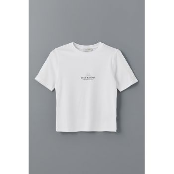 Tricou din amestec de bumbac cu imprimeu text